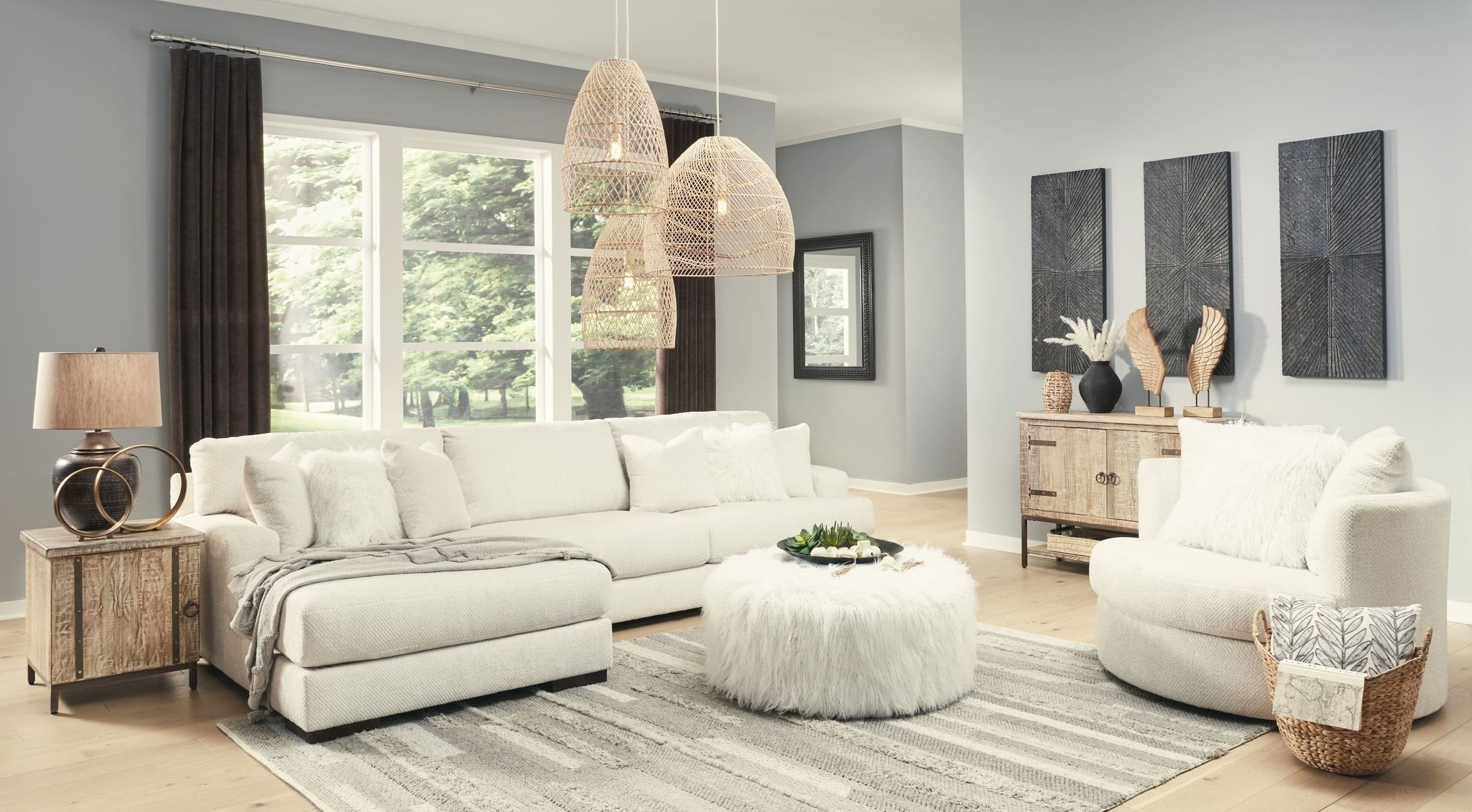 Zada 2-Piece Polyester L-Shaped Sectional Sofa w/Left Arm Chaise Facing