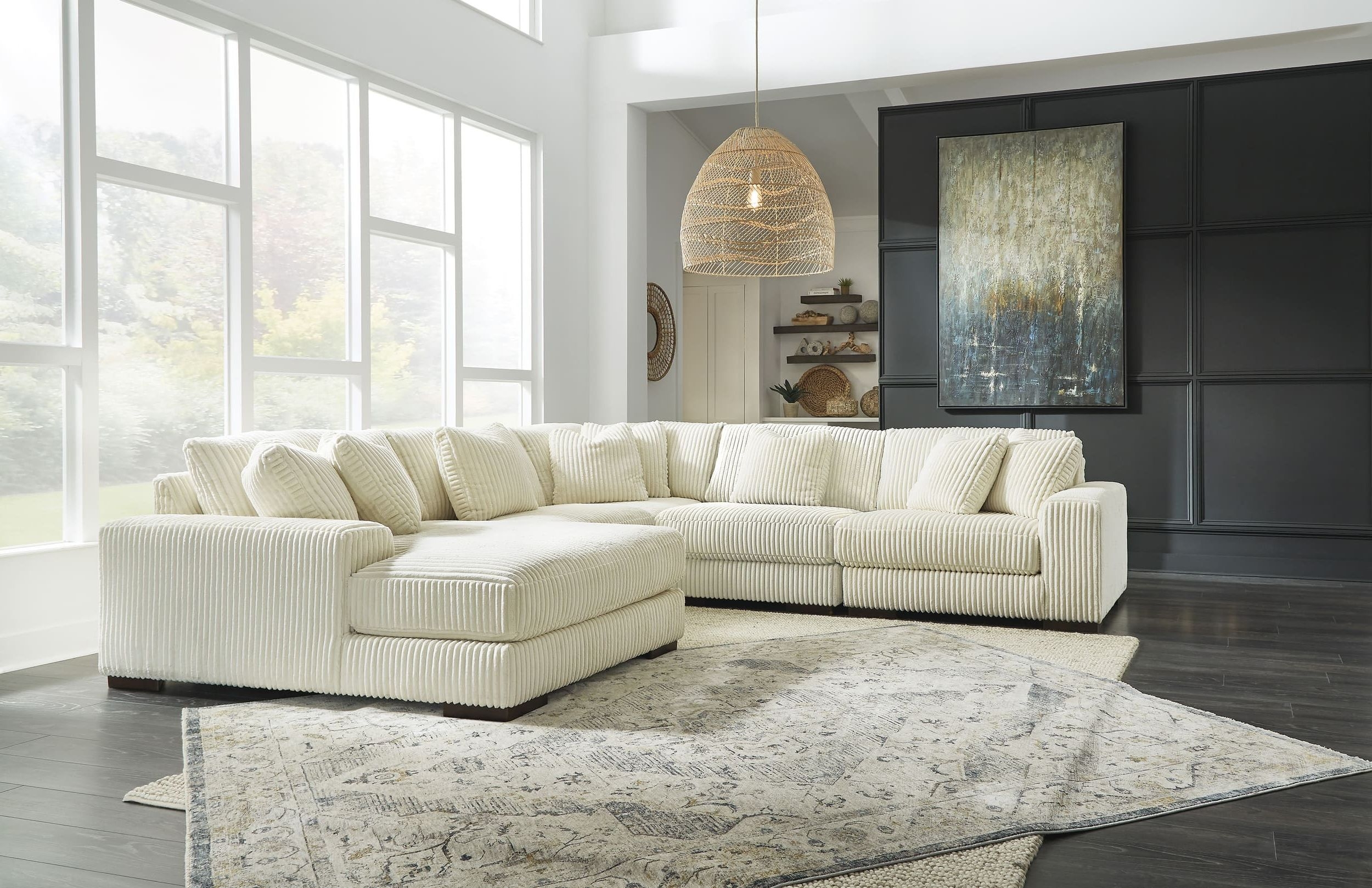Lindyn 5-Piece Polyester U-Shaped Sectional Sofa w/Left Arm Chaise Facing