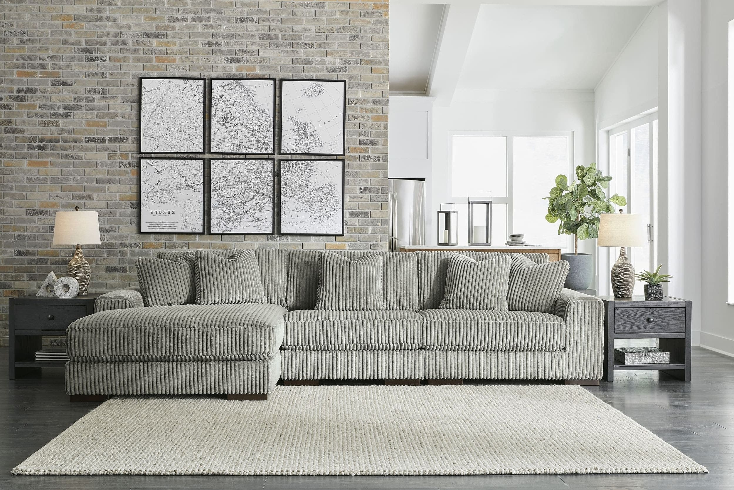 Lindyn 3-Piece Polyester L-Shaped Sectional Sofa w/Left Arm Chaise Facing