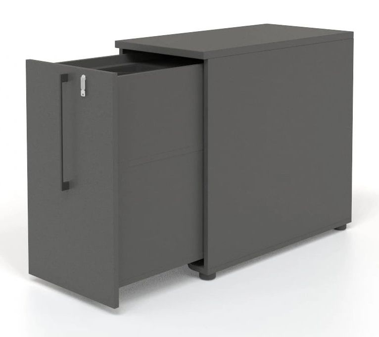 Boxi D32.3" Office Lockable Storage Tower w/2 Shelves & Pencil Tray, Right Hand