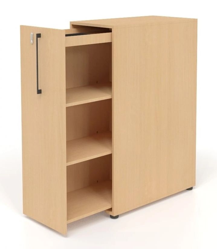 Boxi D31.5" Office Lockable Storage Tower w/3 Shelves & Pencil Tray, Left Hand