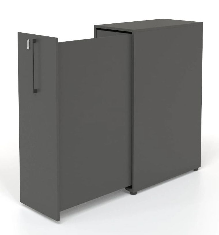 Boxi Office Lockable Storage Tower w/2 Shelves, 1 Metal Shelf & File Drawer, Right Hand