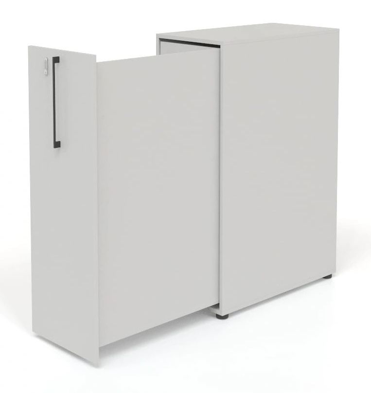 Boxi Office Lockable Storage Tower w/1 Shelf, 2 Metal Shelves & 2 Small Drawers