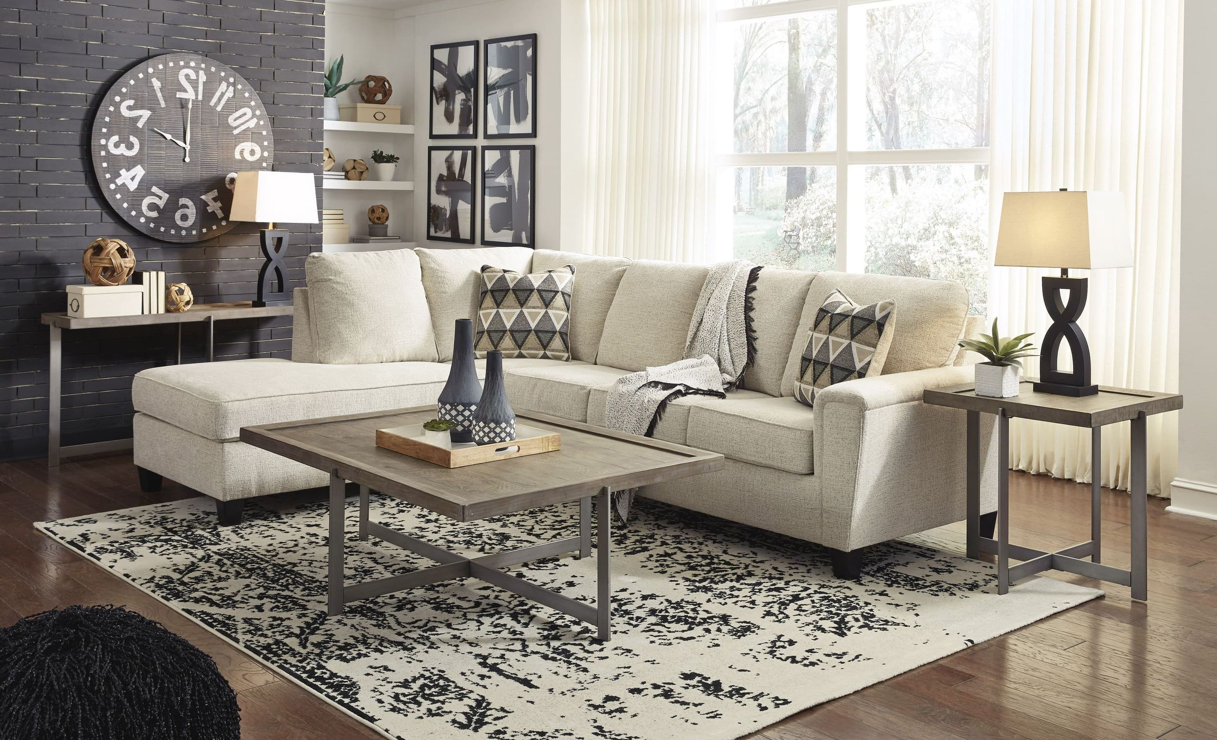Abinger 2-Piece Polyester L-Shaped Sectional Sofa w/Left Arm Chaise Facing