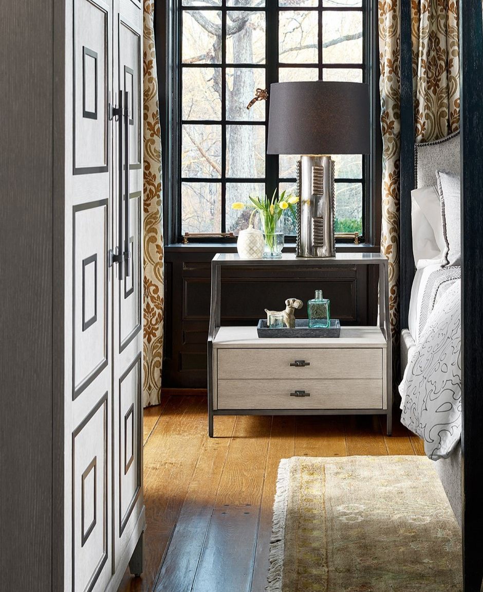 Top Wood Nightstand in Flannel Beige ...