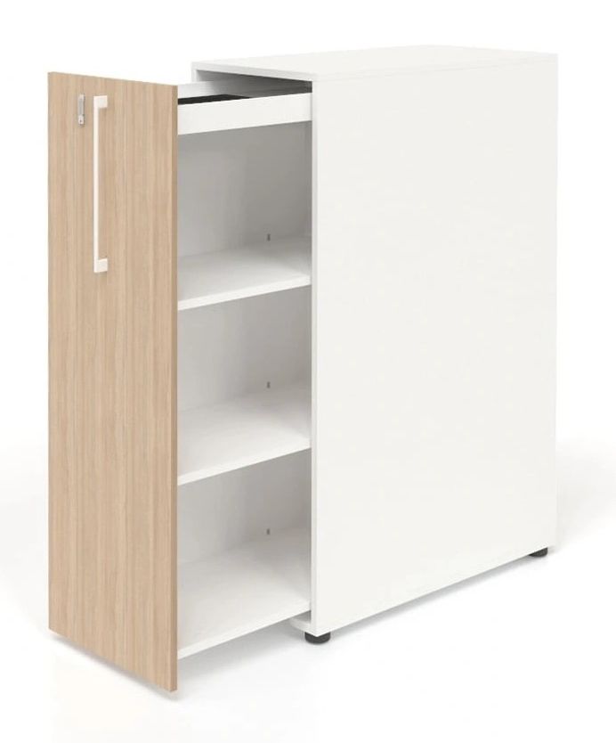 Boxi D32.3" Office Lockable Storage Tower w/3 Shelves & Pencil Tray, Left Hand
