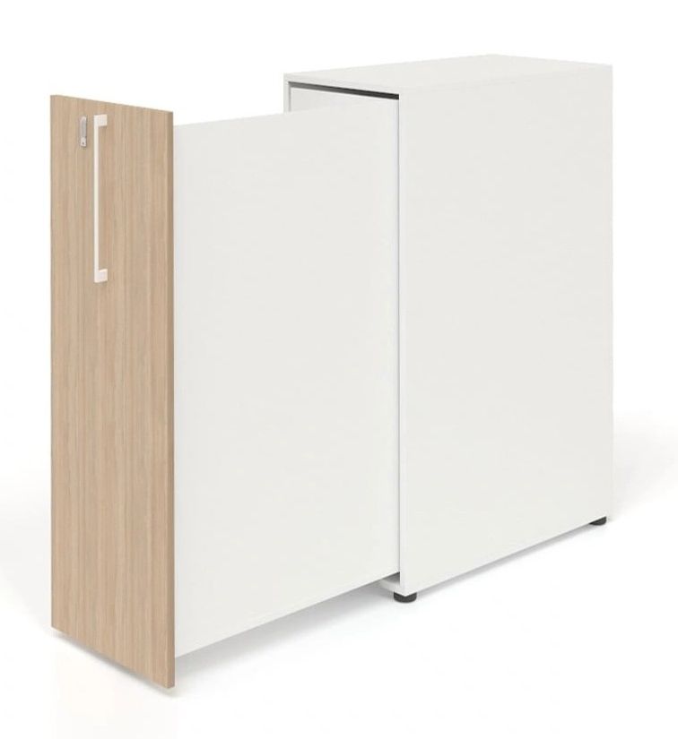 Boxi Office Lockable Storage Tower w/2 Shelves, 1 Metal Shelf & File Drawer, Right Hand