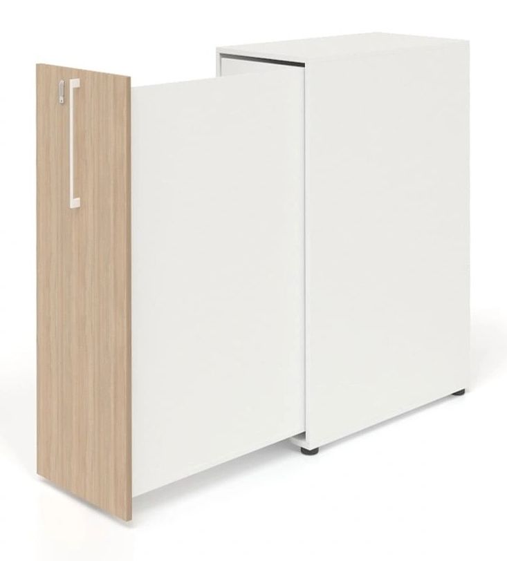 Boxi Office Lockable Storage Tower w/1 Shelf, 2 Metal Shelves & 2 Small Drawers