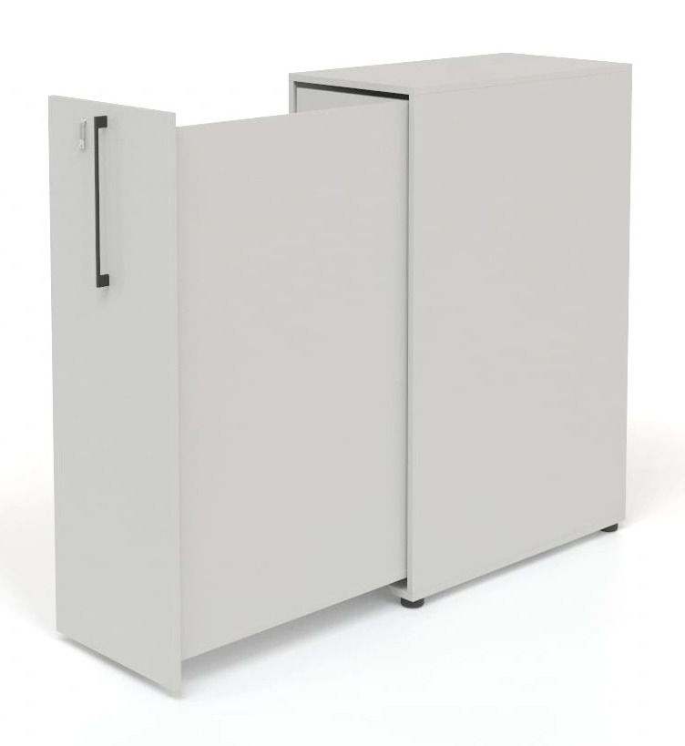 Boxi Office Lockable Storage Tower w/1 Shelf, 2 Metal Shelves, 2 Small Drawers & USB Port
