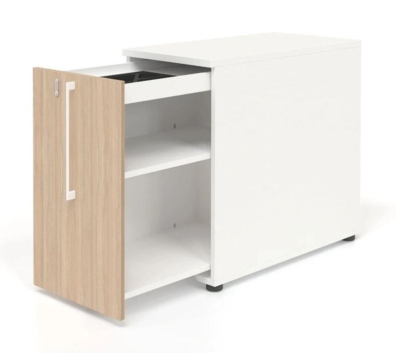Boxi D31.5" Office Lockable Storage Tower w/2 Shelves & Pencil Tray, Left Hand