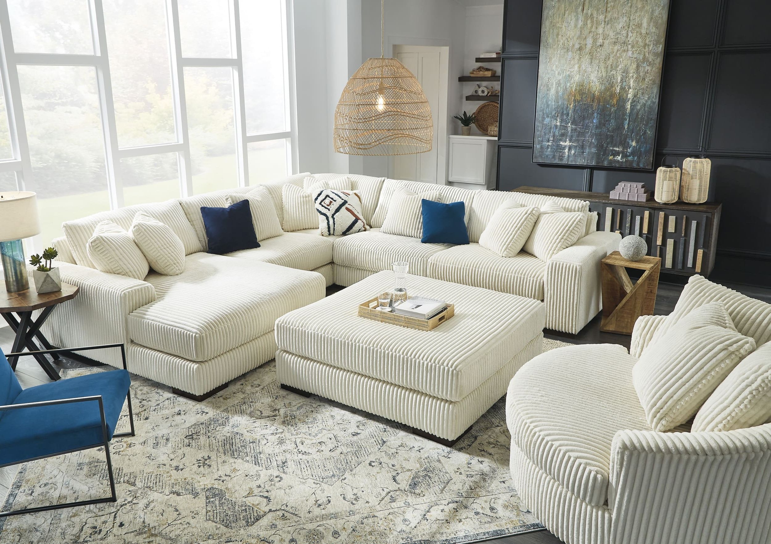 Lindyn 5-Piece Polyester U-Shaped Sectional Sofa w/Left Arm Chaise Facing