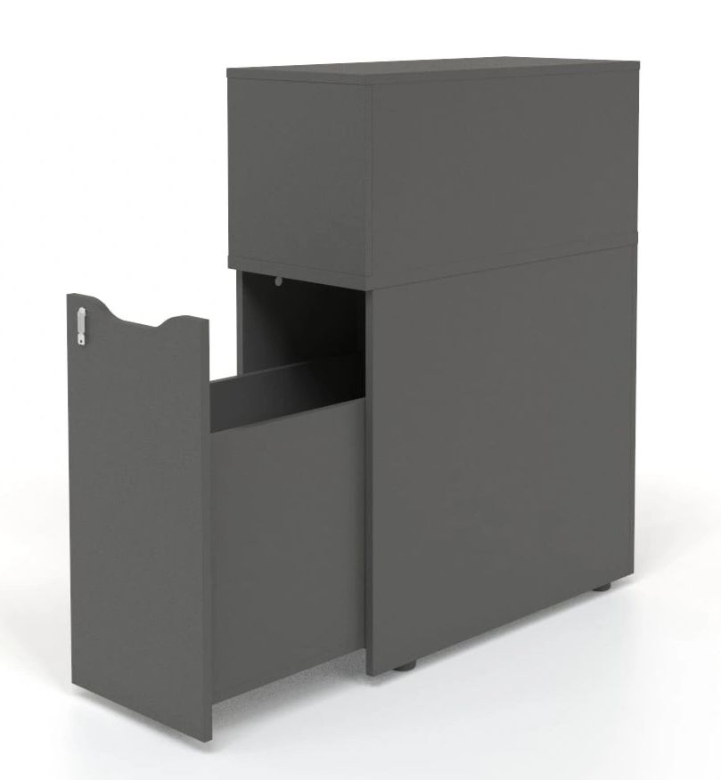 Boxi D32.3" Office Lockable Storage Tower w/2 Shelves & Top Bookcase, Right Hand