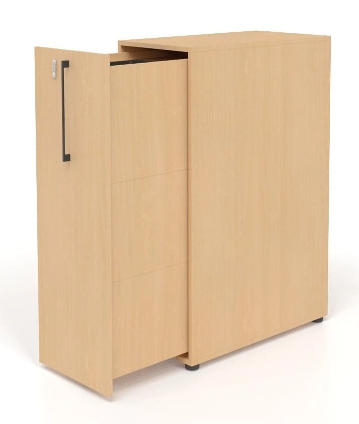 Boxi D32.3" Office Lockable Storage Tower w/3 Shelves & Pencil Tray, Right Hand