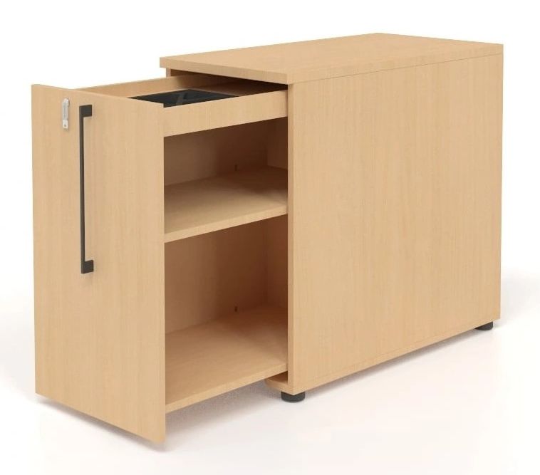 Boxi D32.3" Office Lockable Storage Tower w/2 Shelves & Pencil Tray, Left Hand