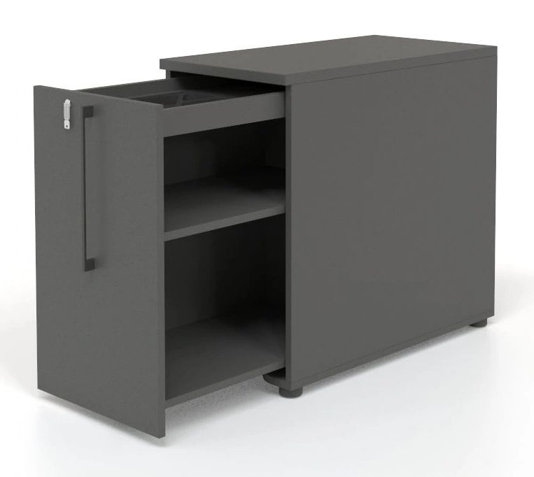 Boxi Office Lockable Storage Tower w/2 Shelves & Pencil Tray