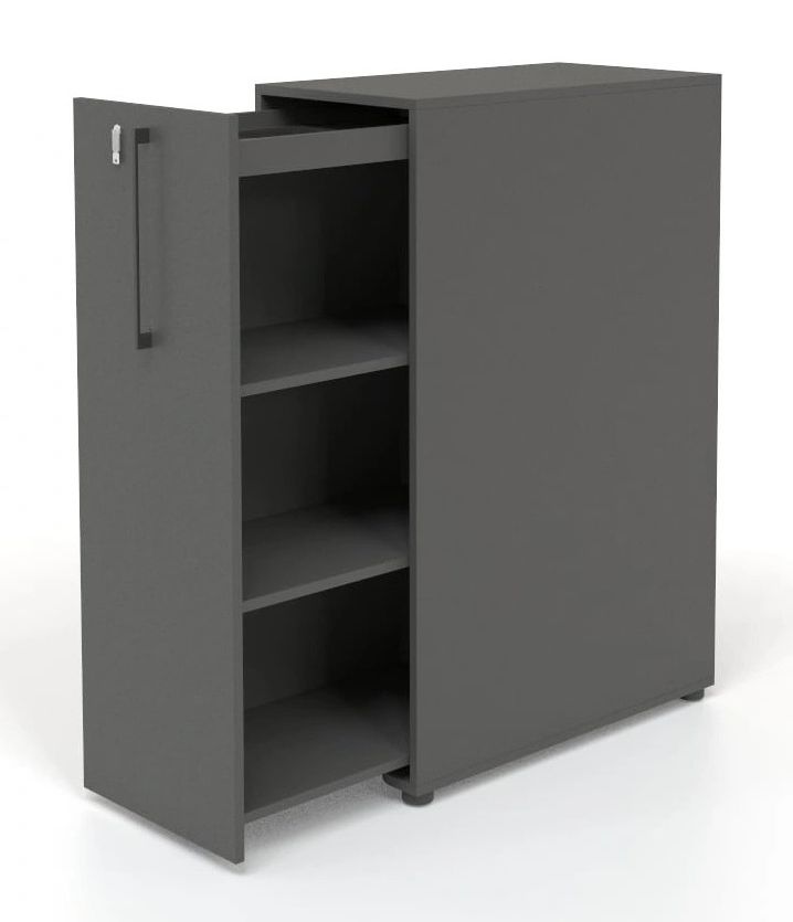 Boxi D31.5" Office Lockable Storage Tower w/3 Shelves & Pencil Tray, Left Hand