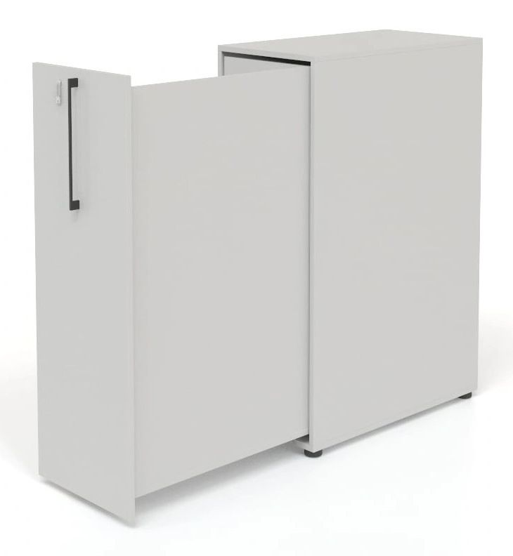 Boxi D32.3" Office Lockable Storage Tower w/1 Shelf, 2 Metal Shelves, 2 Small Drawers & Power Socket, Right Hand
