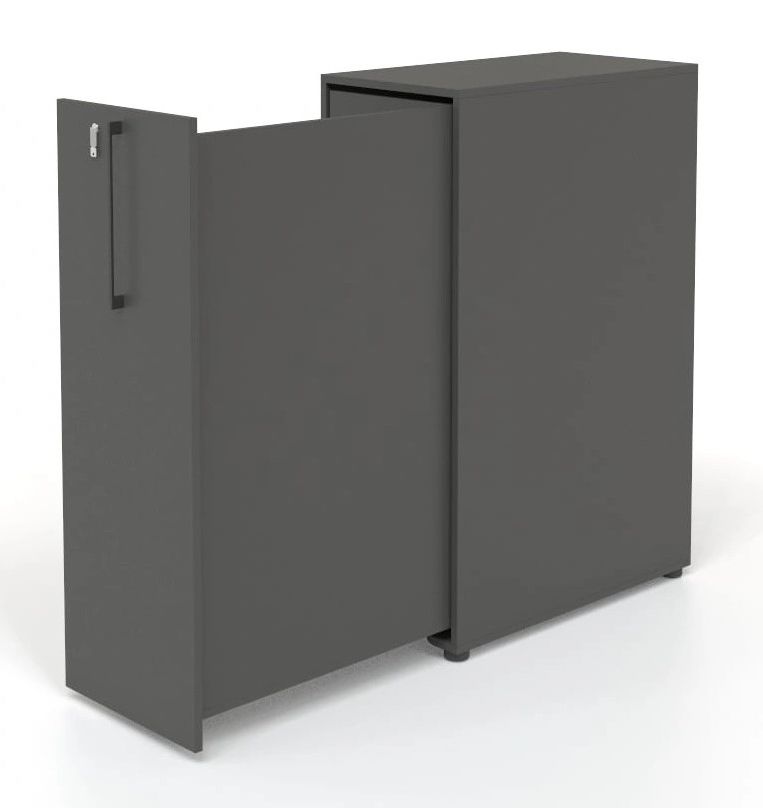 Boxi Office Lockable Storage Tower w/1 Shelf, 2 Metal Shelves, 2 Small Drawers & USB Port