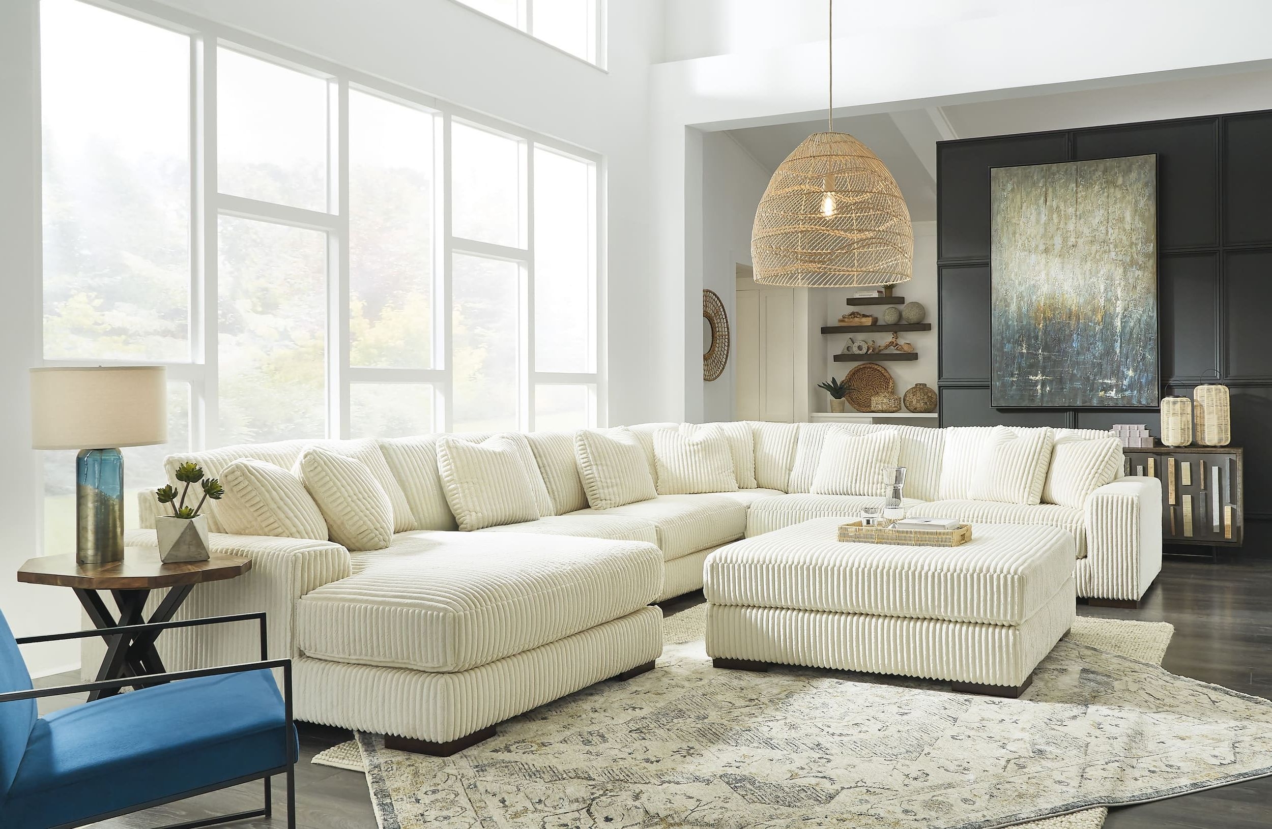 Lindyn 6-Piece Polyester U-Shaped Sectional Sofa w/Left Arm Chaise Facing