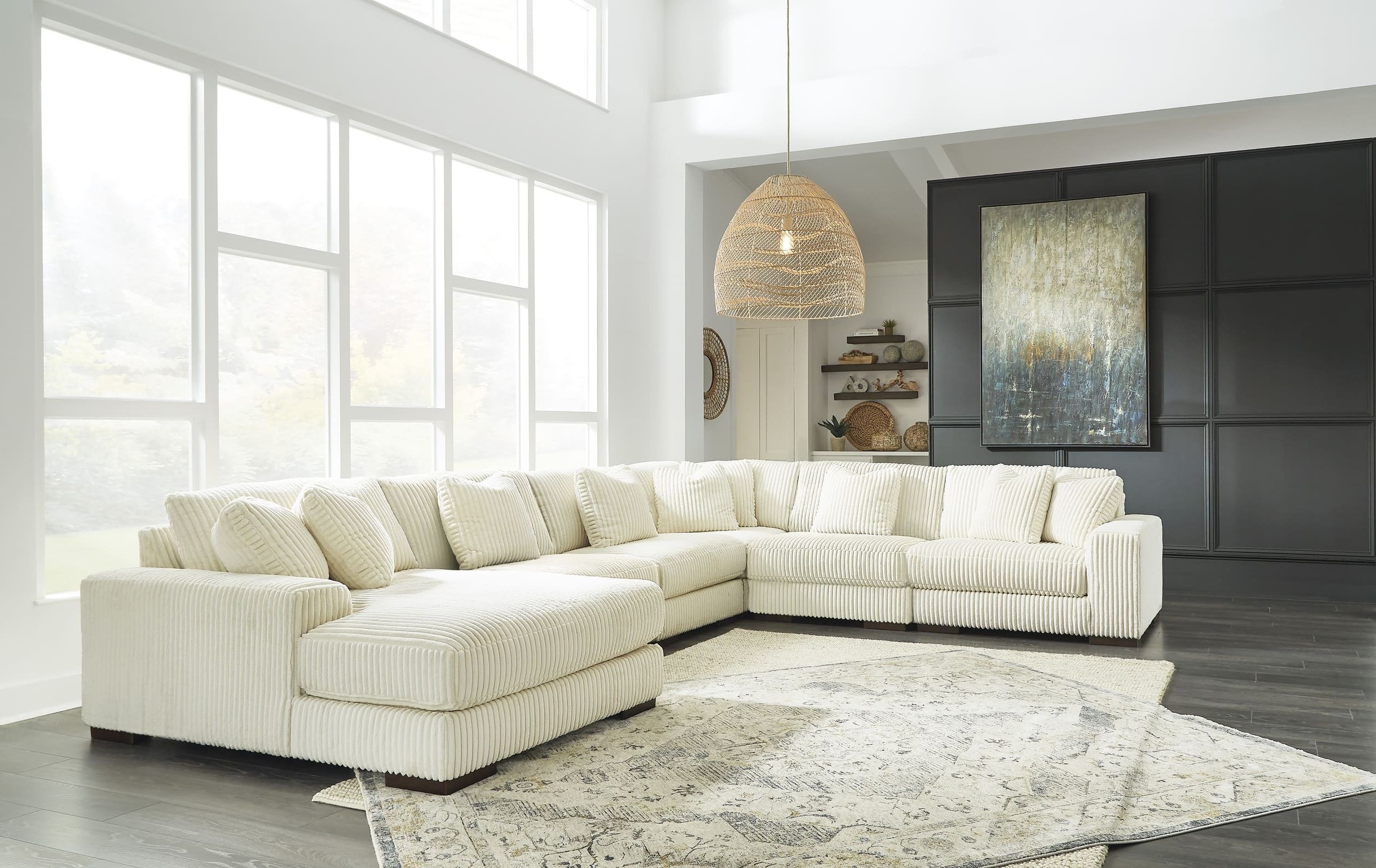 Lindyn 6-Piece Polyester U-Shaped Sectional Sofa w/Left Arm Chaise Facing