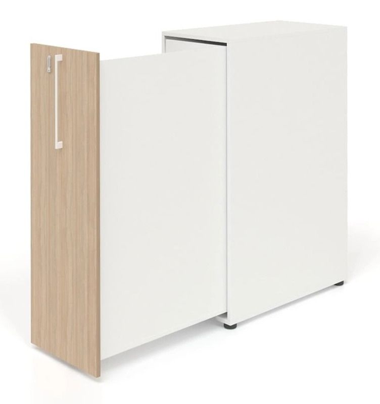 Boxi Office Lockable Storage Tower w/1 Shelf, 2 Metal Shelves, 2 Small Drawers & Power Socket
