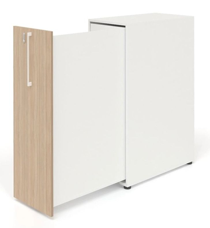 Boxi Office Lockable Storage Tower w/1 Shelf, 2 Metal Shelves, 2 Small Drawers & USB Port