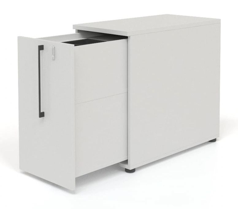 Boxi D32.3" Office Lockable Storage Tower w/2 Shelves & Pencil Tray, Right Hand
