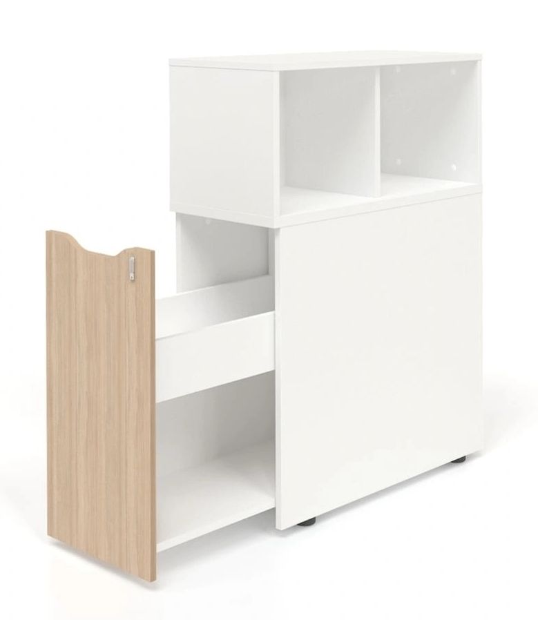 Boxi Office Lockable Storage Tower w/2 Shelves & Top Bookcase