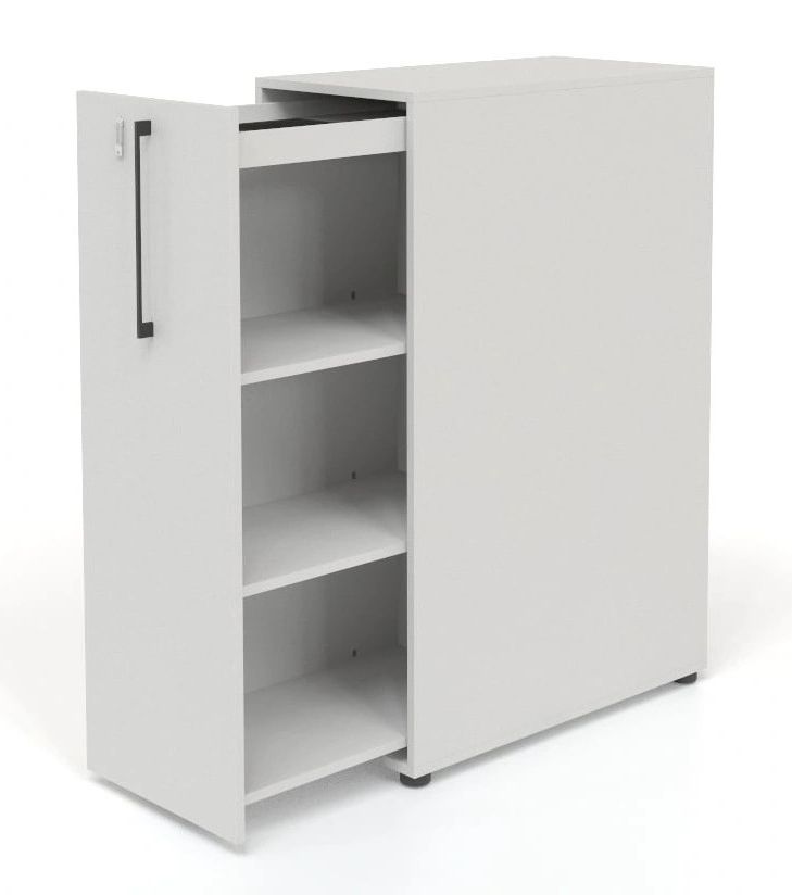 Boxi D32.3" Office Lockable Storage Tower w/3 Shelves & Pencil Tray, Left Hand