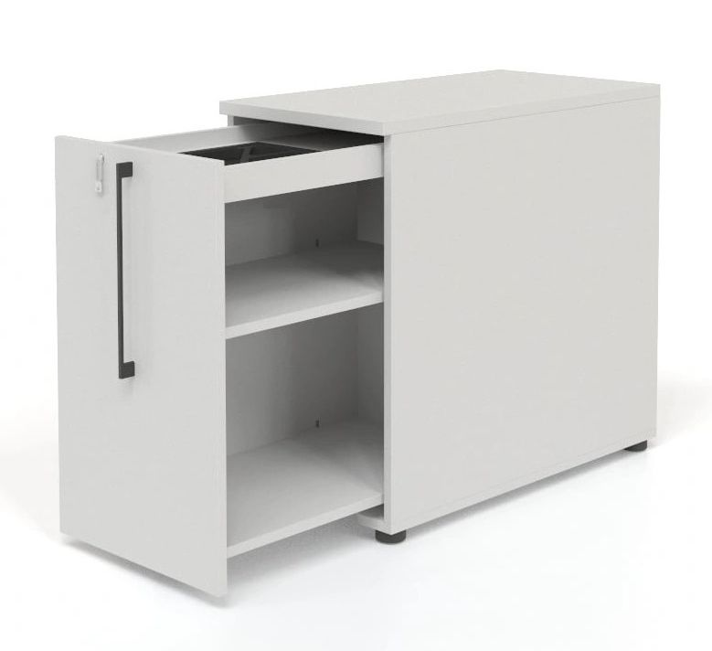 Boxi Office Lockable Storage Tower w/2 Shelves & Pencil Tray