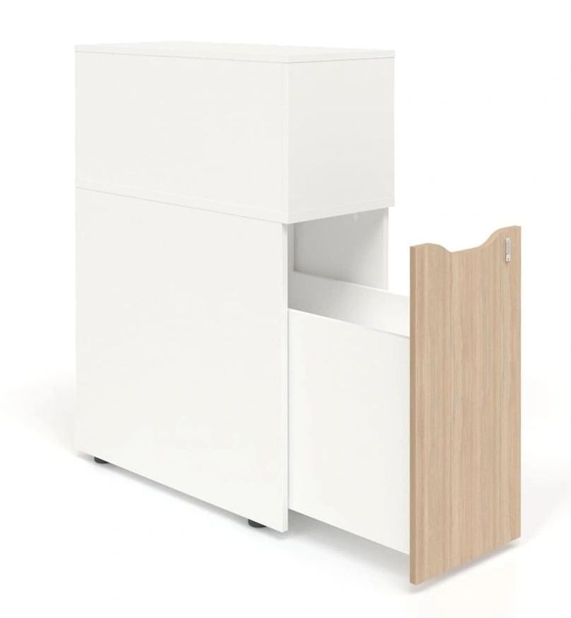 Boxi Office Lockable Storage Tower w/2 Shelves & Top Bookcase