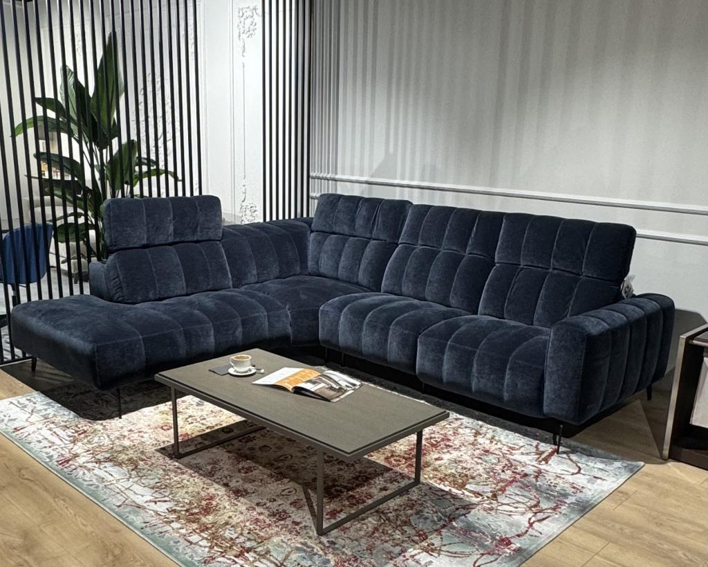 Portento Fabric/Leather L-Shaped Sectional Sofa, Comp 1