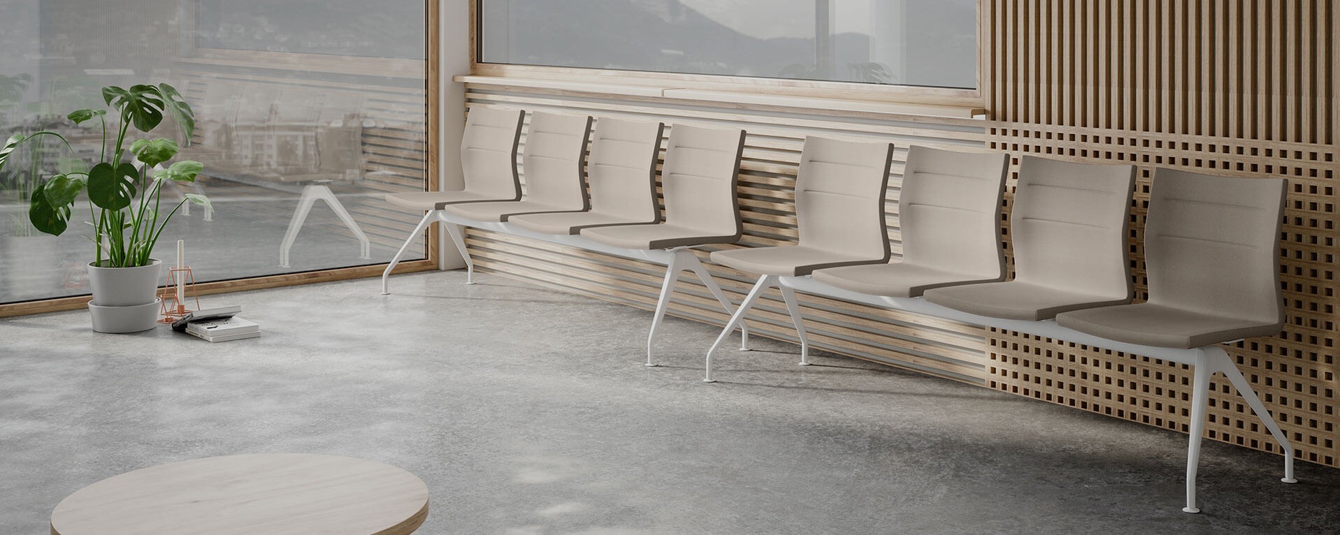 Uma Fabric 4-Person Beam Seating Bench