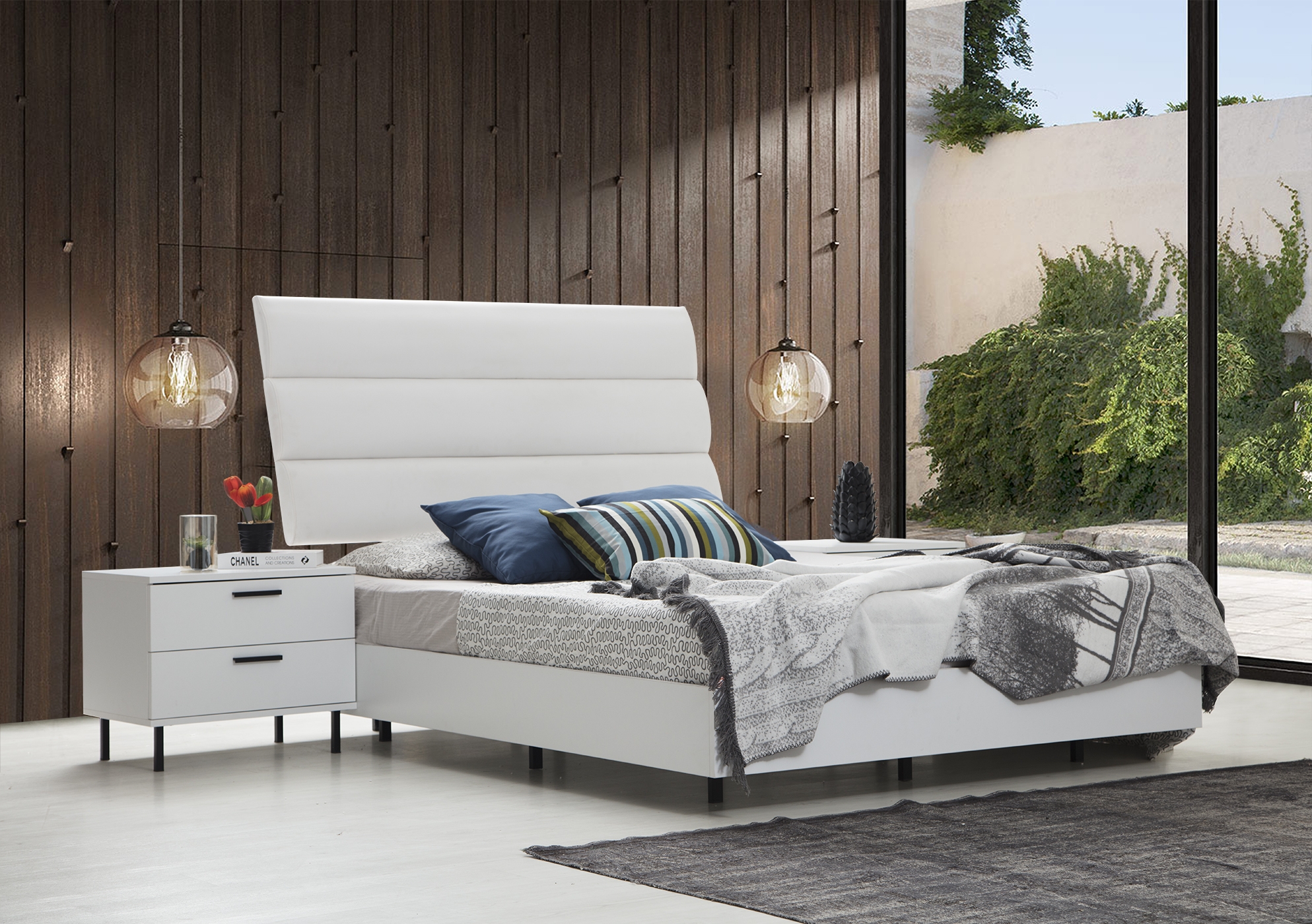 Lyon Faux Leather Tufted Platform King Size Bed