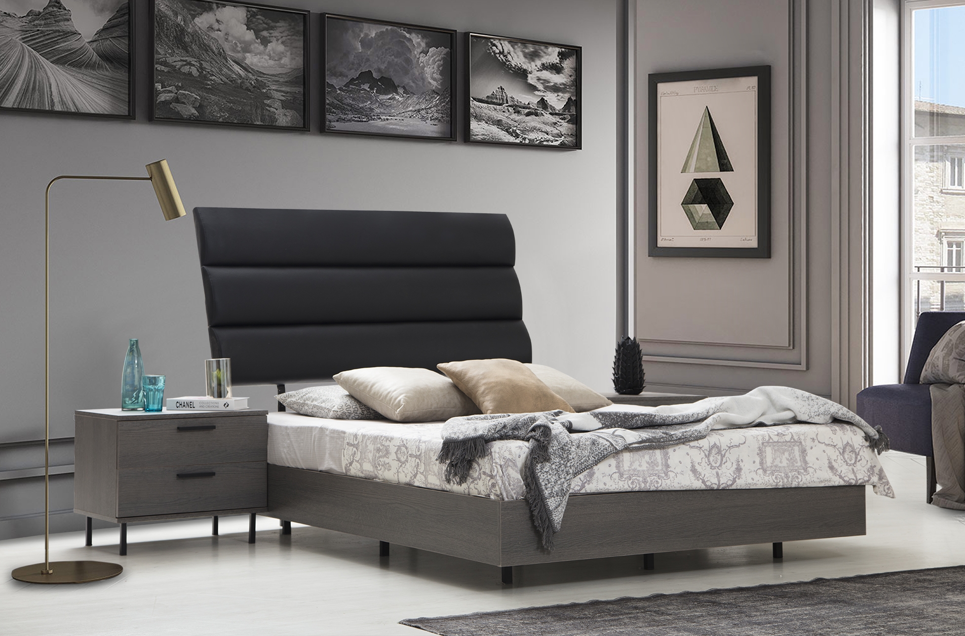 Lyon Faux Leather Tufted Platform Queen Size Bed