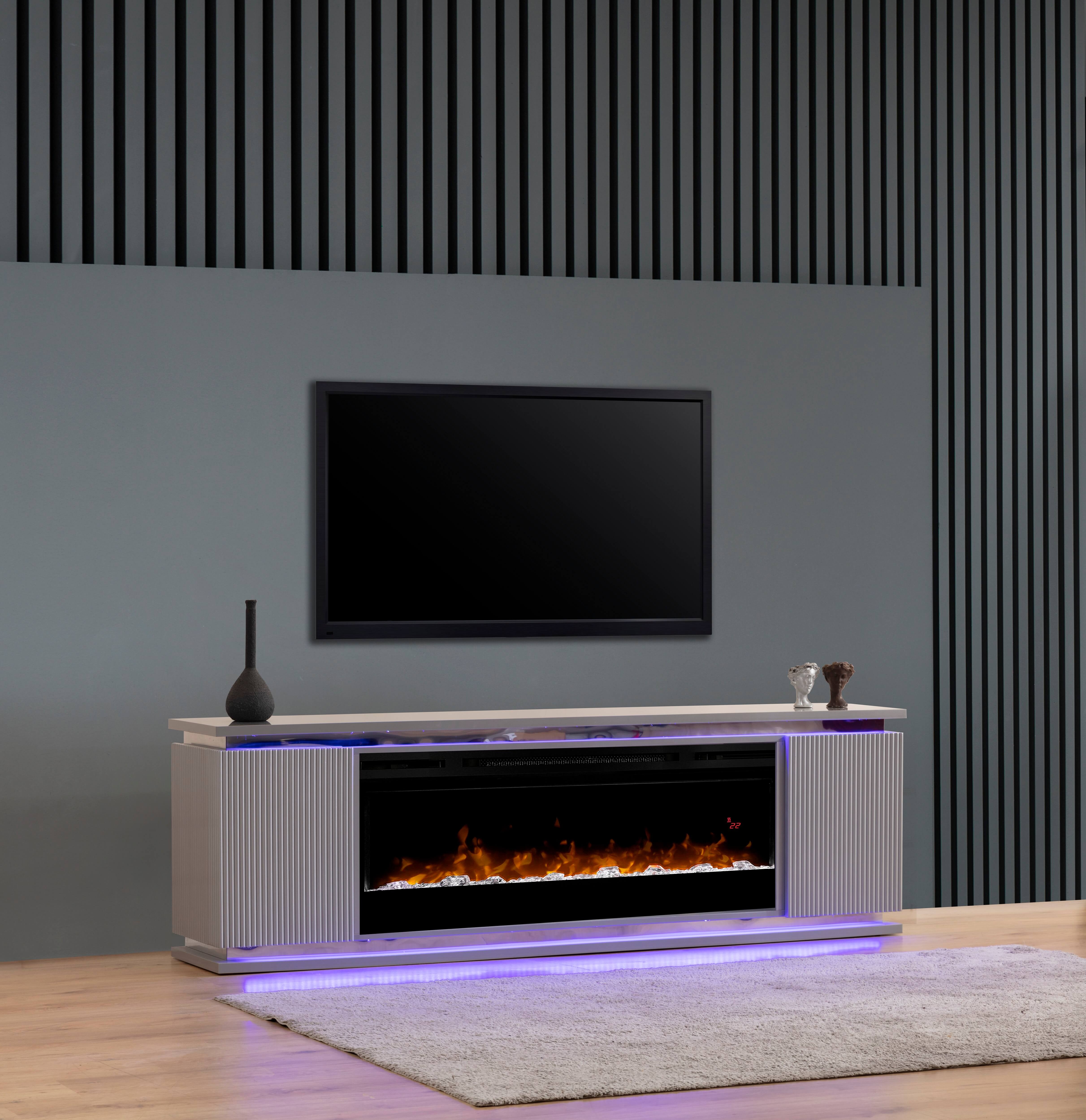 SM Lianna Fireplace TV Console w/2 Doors & LED Lighting