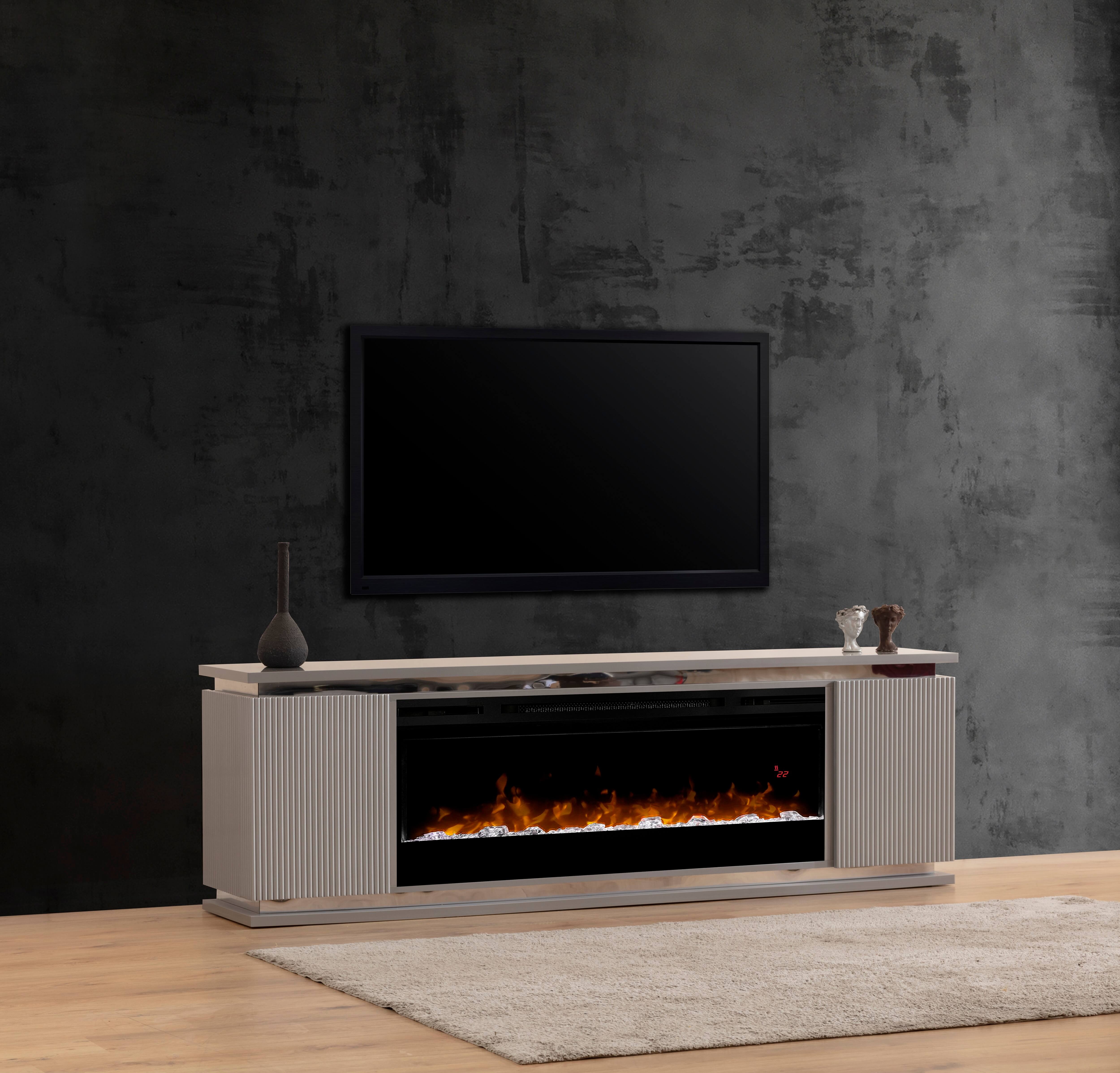 SM Lianna Fireplace TV Console w/2 Doors & LED Lighting