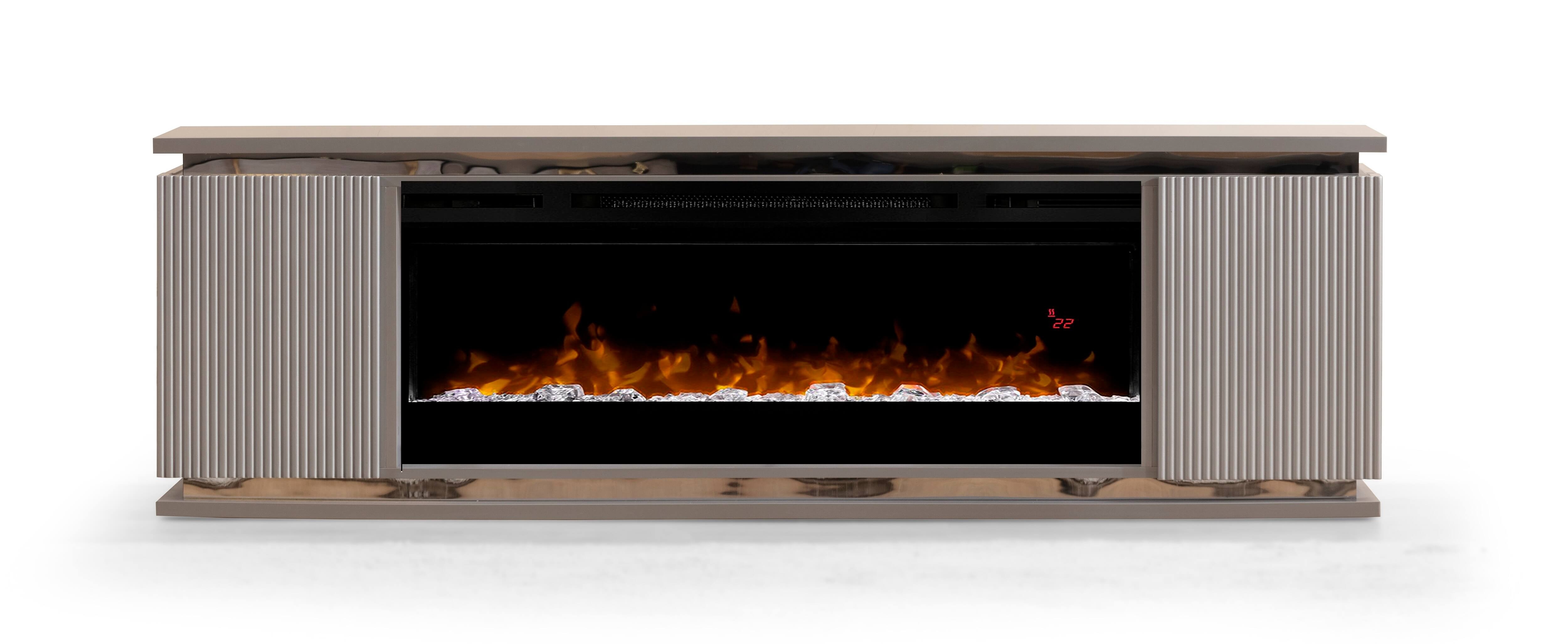 SM Lianna Fireplace TV Console w/2 Doors & LED Lighting