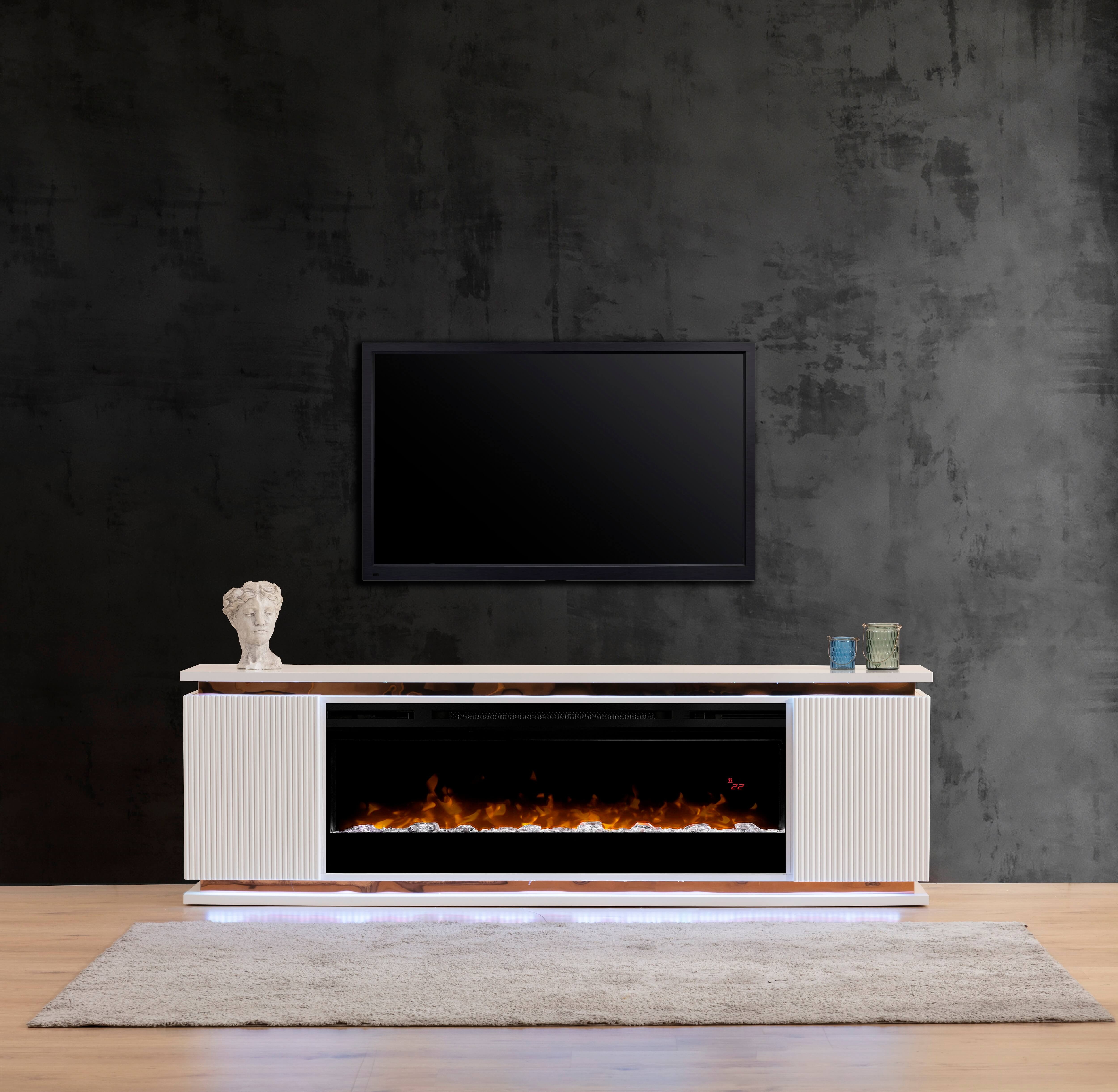 SM Lianna Fireplace TV Console w/2 Doors & LED Lighting