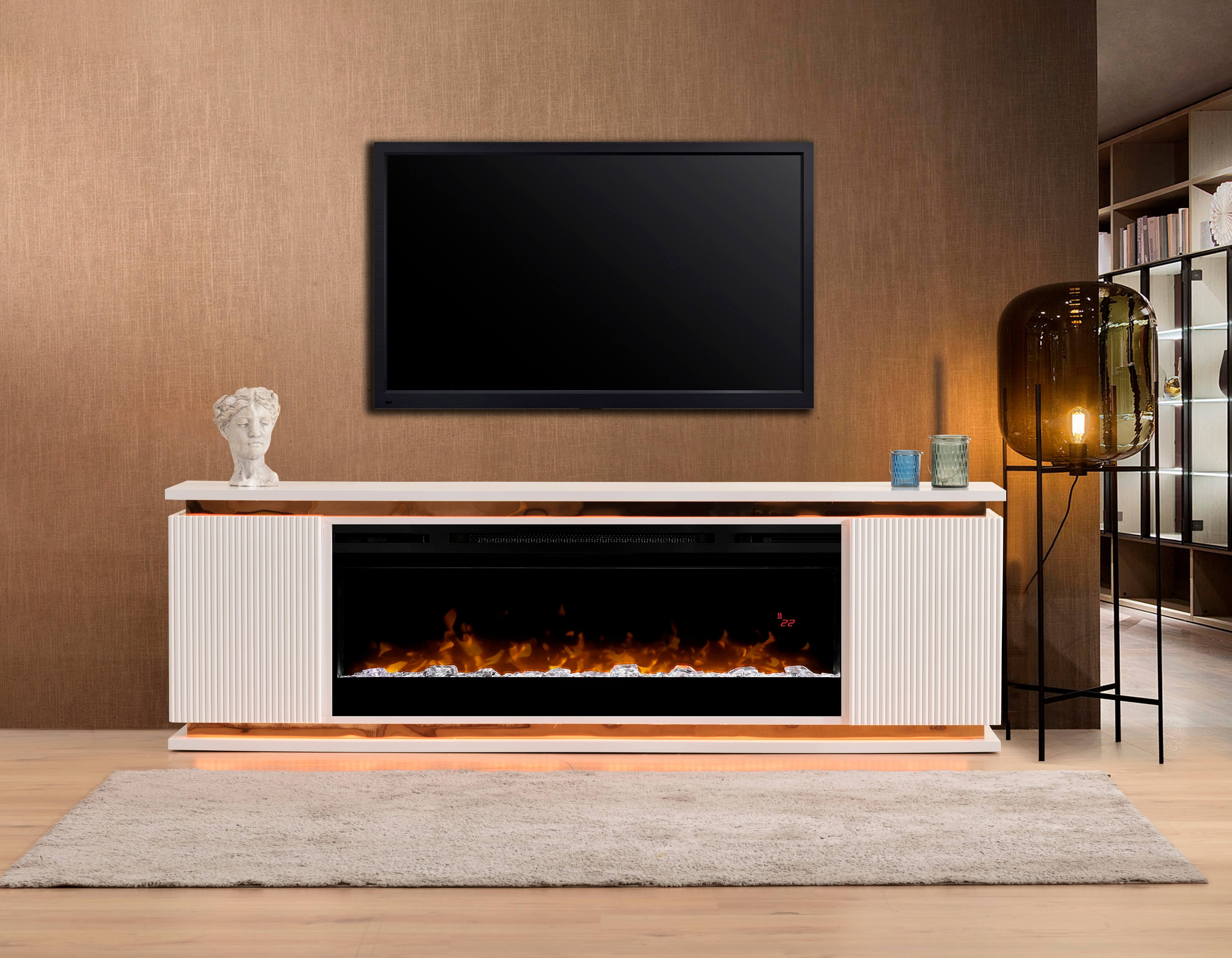 SM Lianna Fireplace TV Console w/2 Doors & LED Lighting