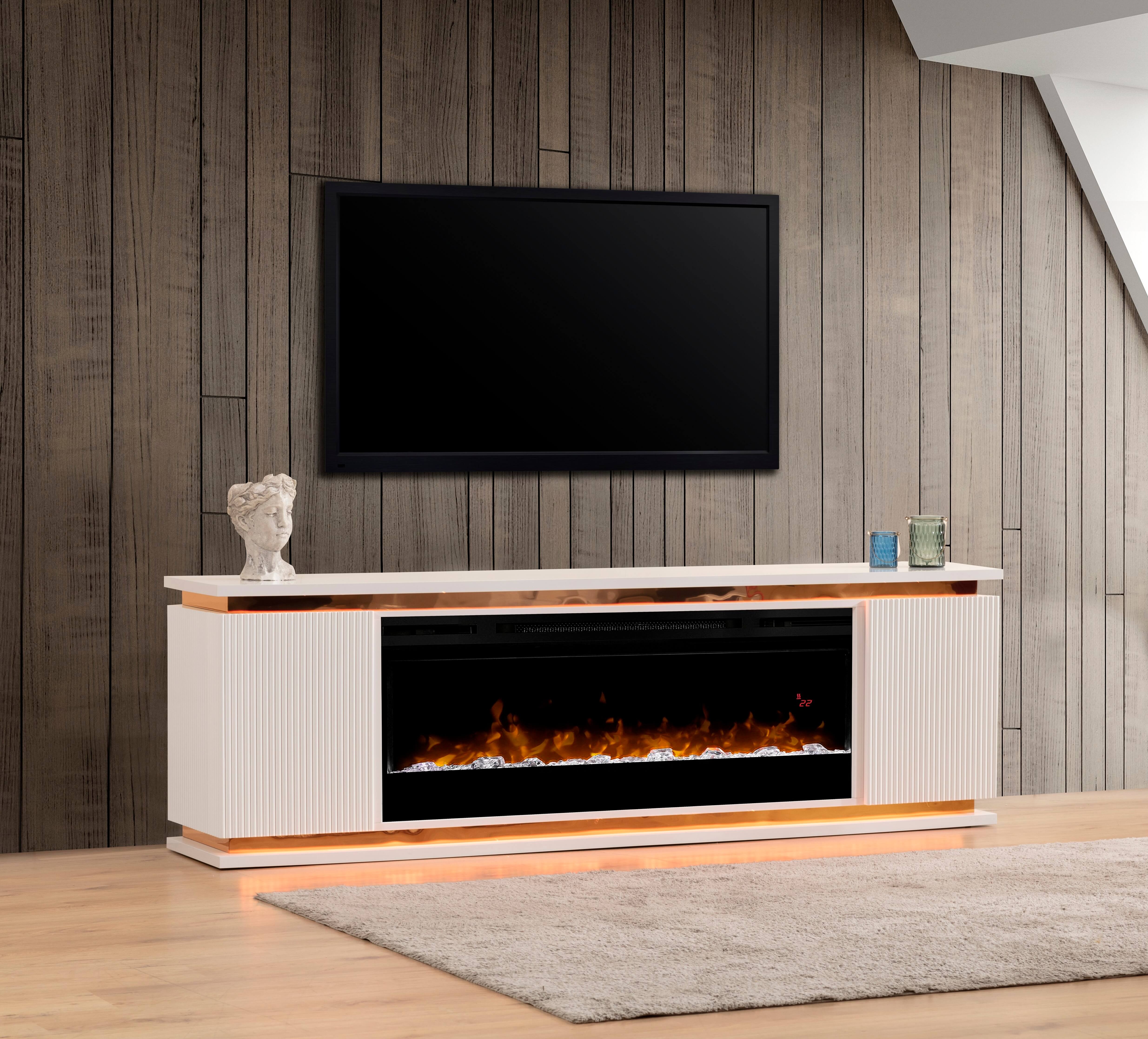 SM Lianna Fireplace TV Console w/2 Doors & LED Lighting