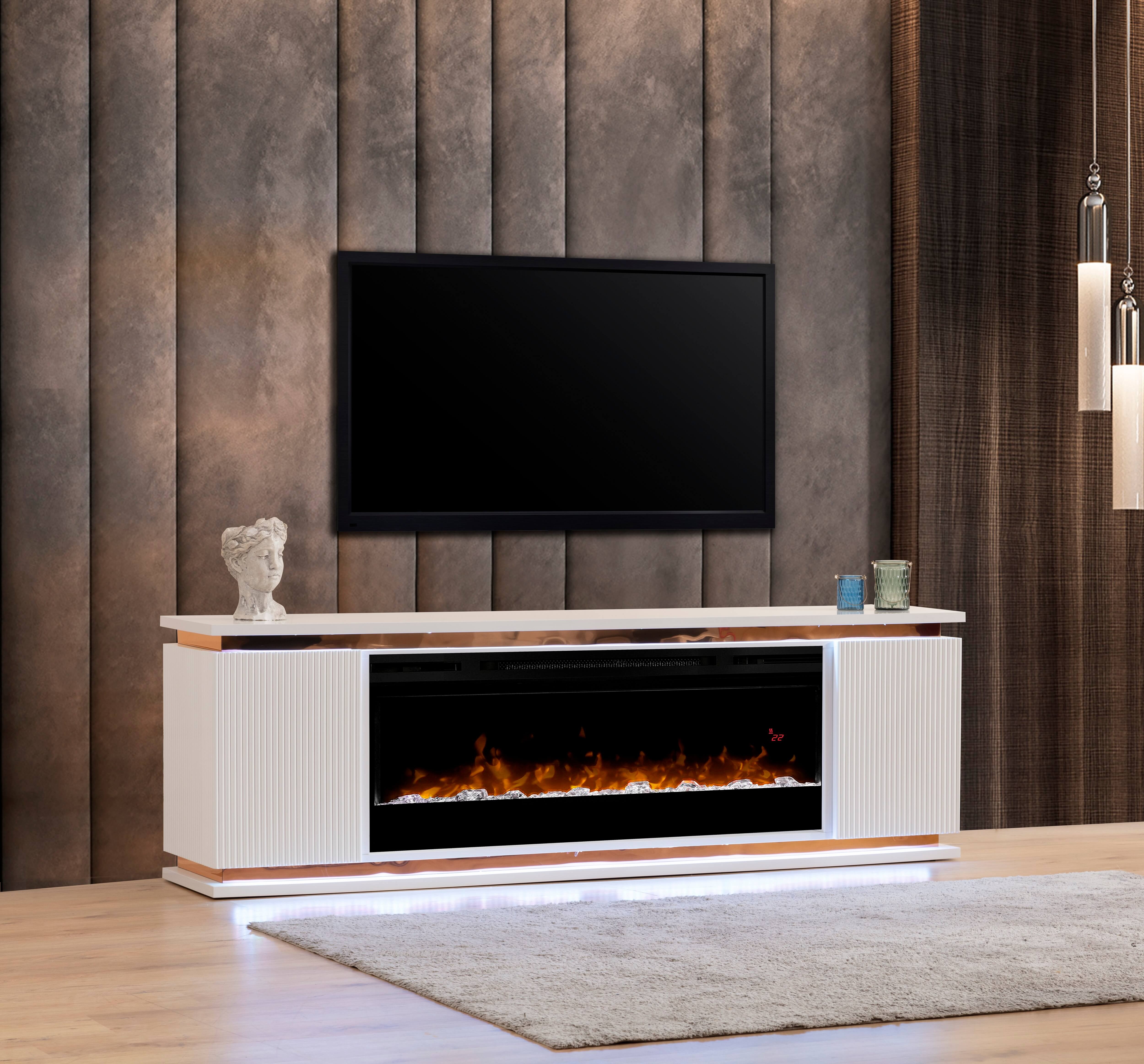 SM Lianna Fireplace TV Console w/2 Doors & LED Lighting
