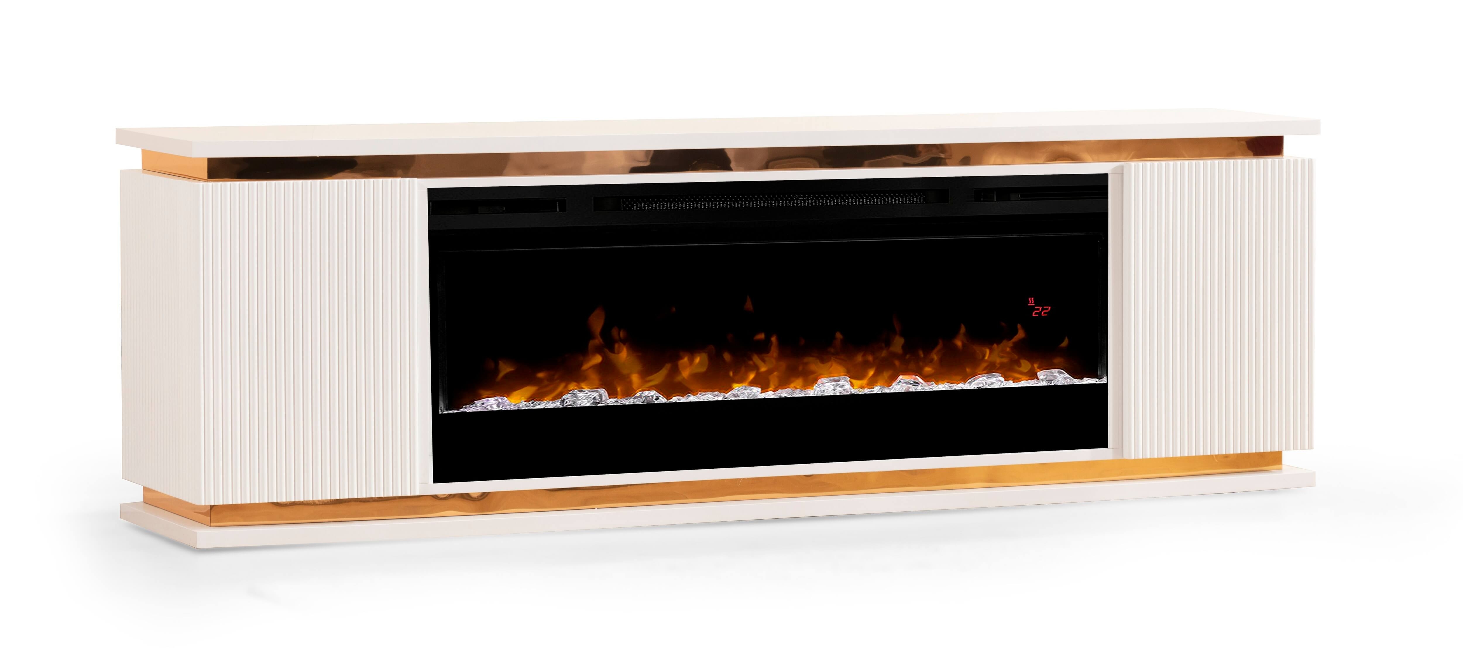 SM Lianna Fireplace TV Console w/2 Doors & LED Lighting