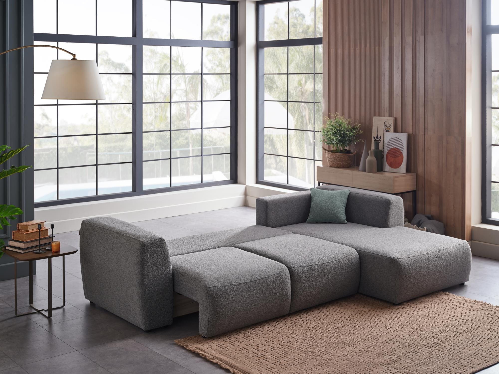 Picasso Fabric Convertible Right Arm Sectional Sofa