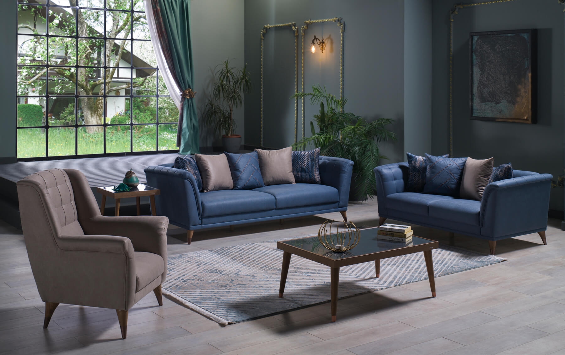 Selegno Fabric Storage Living Room Set