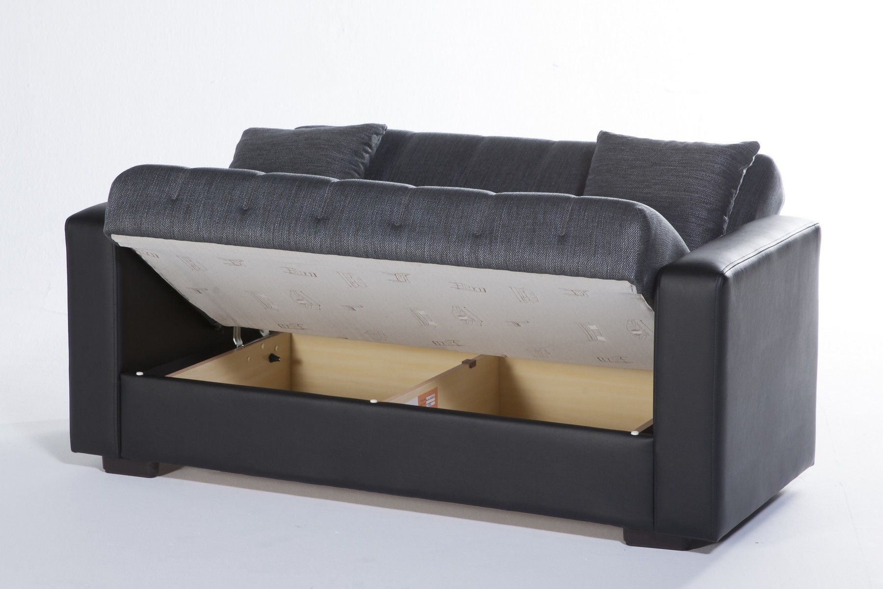 Sidney Fabric/PU Storage Sleeper Loveseat