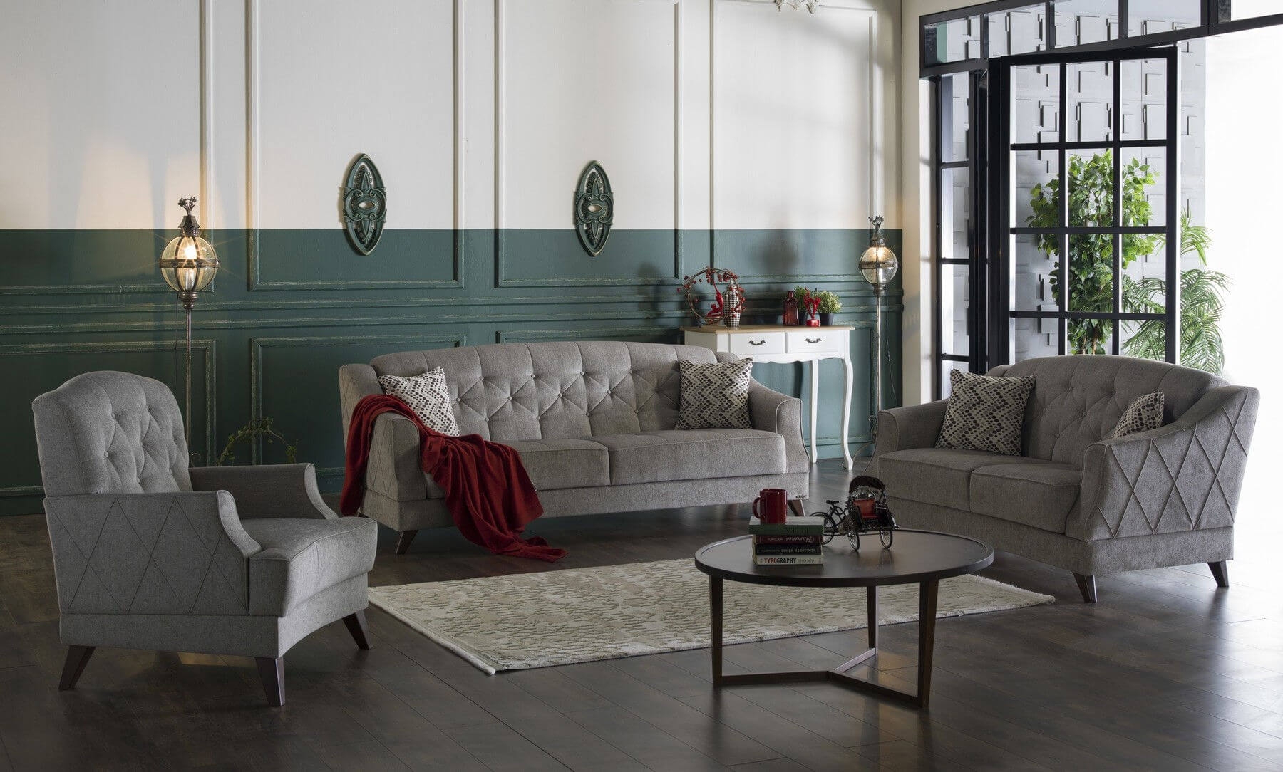 Siena Fabric Sleeper Storage Living Room Set