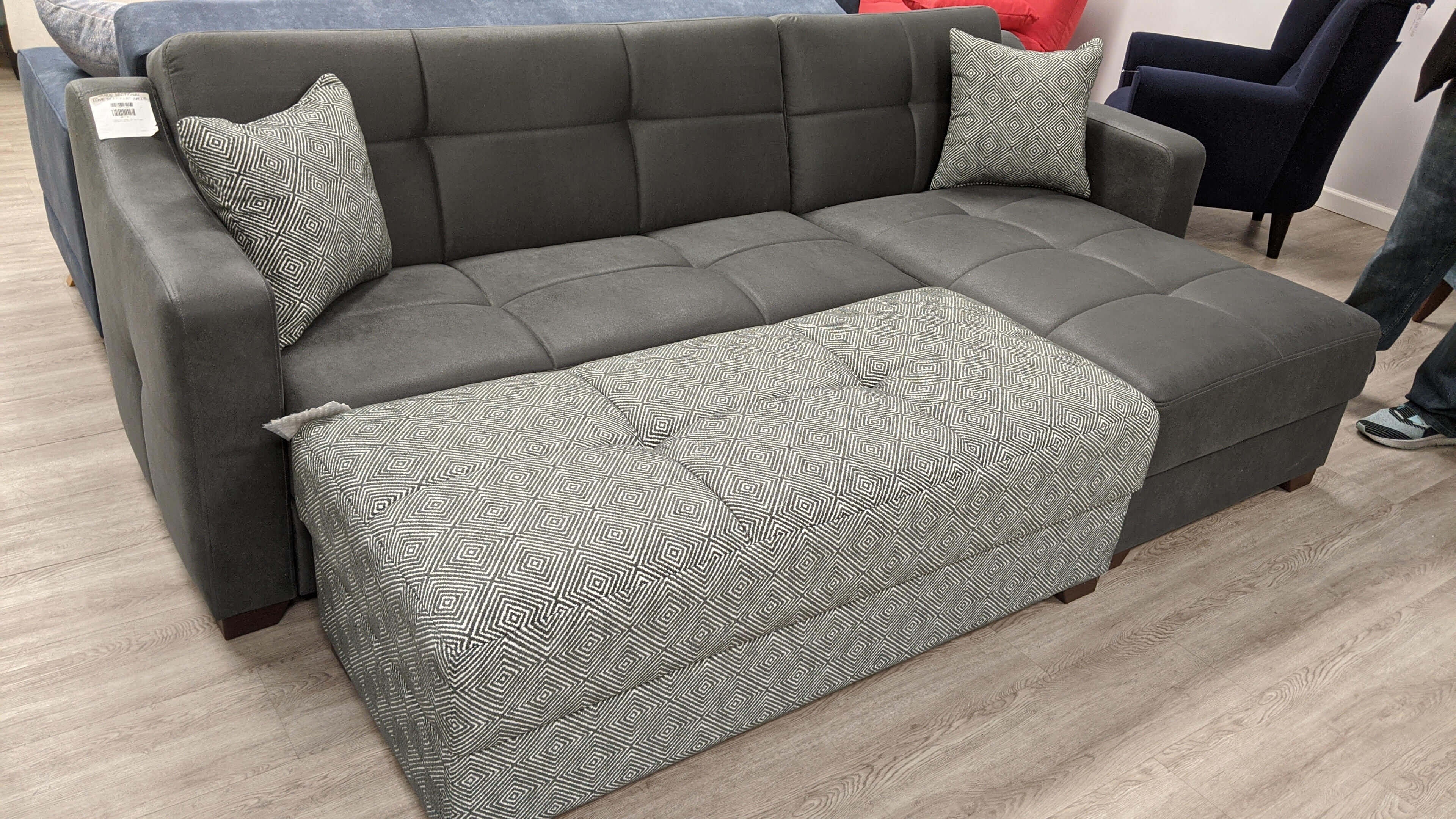 Tahoe Fabric Storage Sleeper Reversible L-Shaped Sectional Sofa