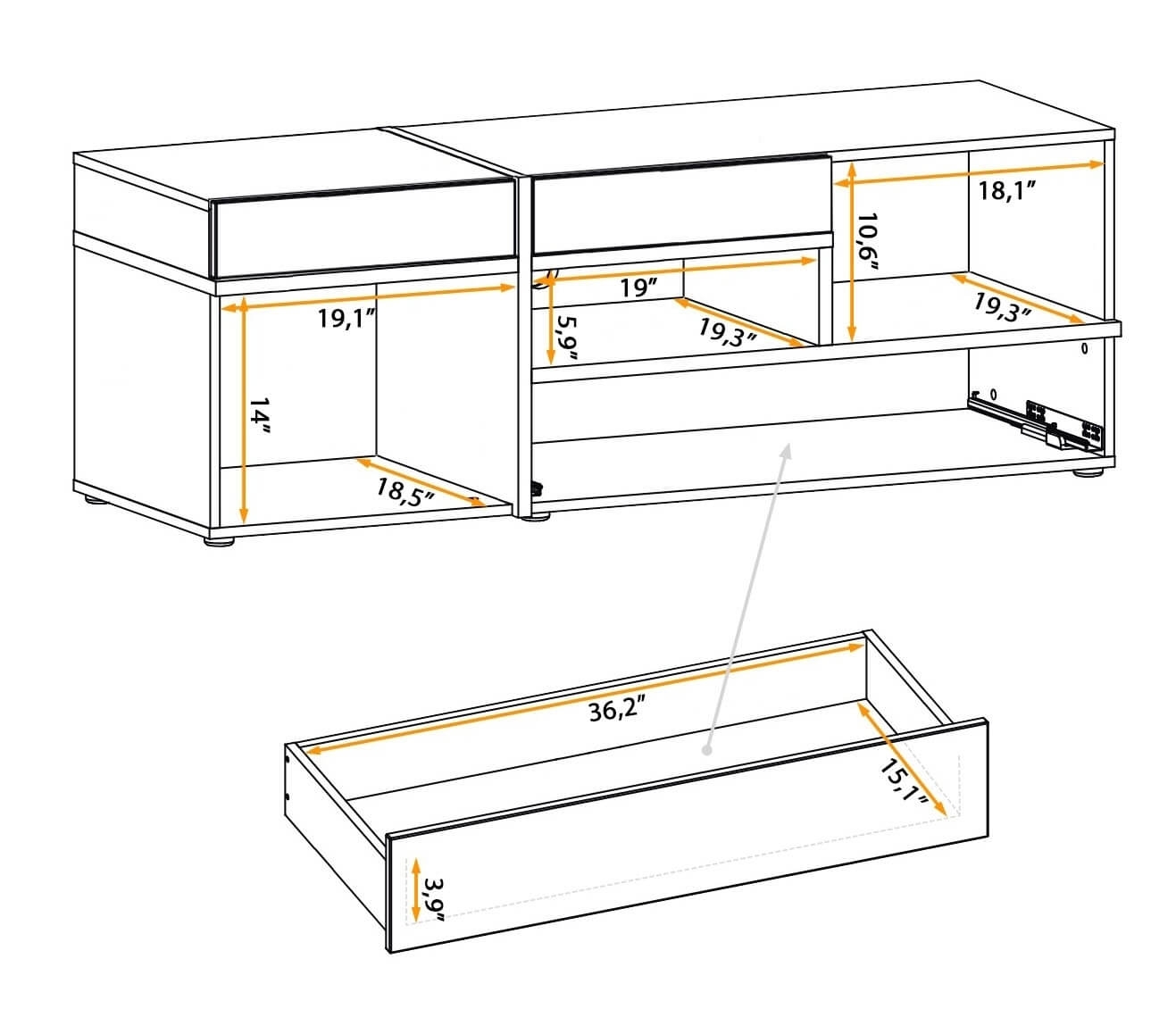 Intersect 59" TV Stand with LED