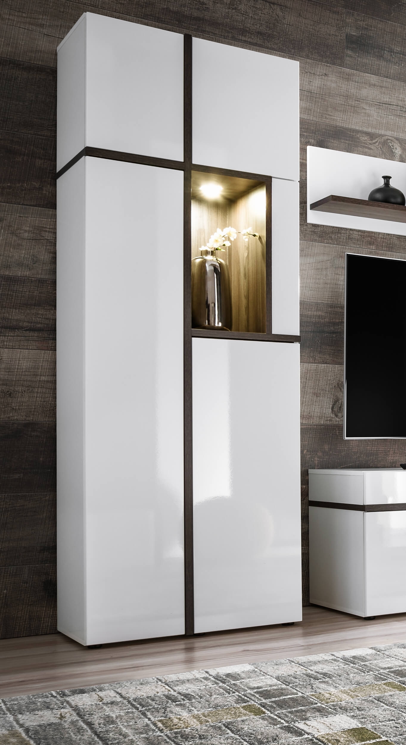 Intersect 77" Wall Unit Storage cabinet with LED